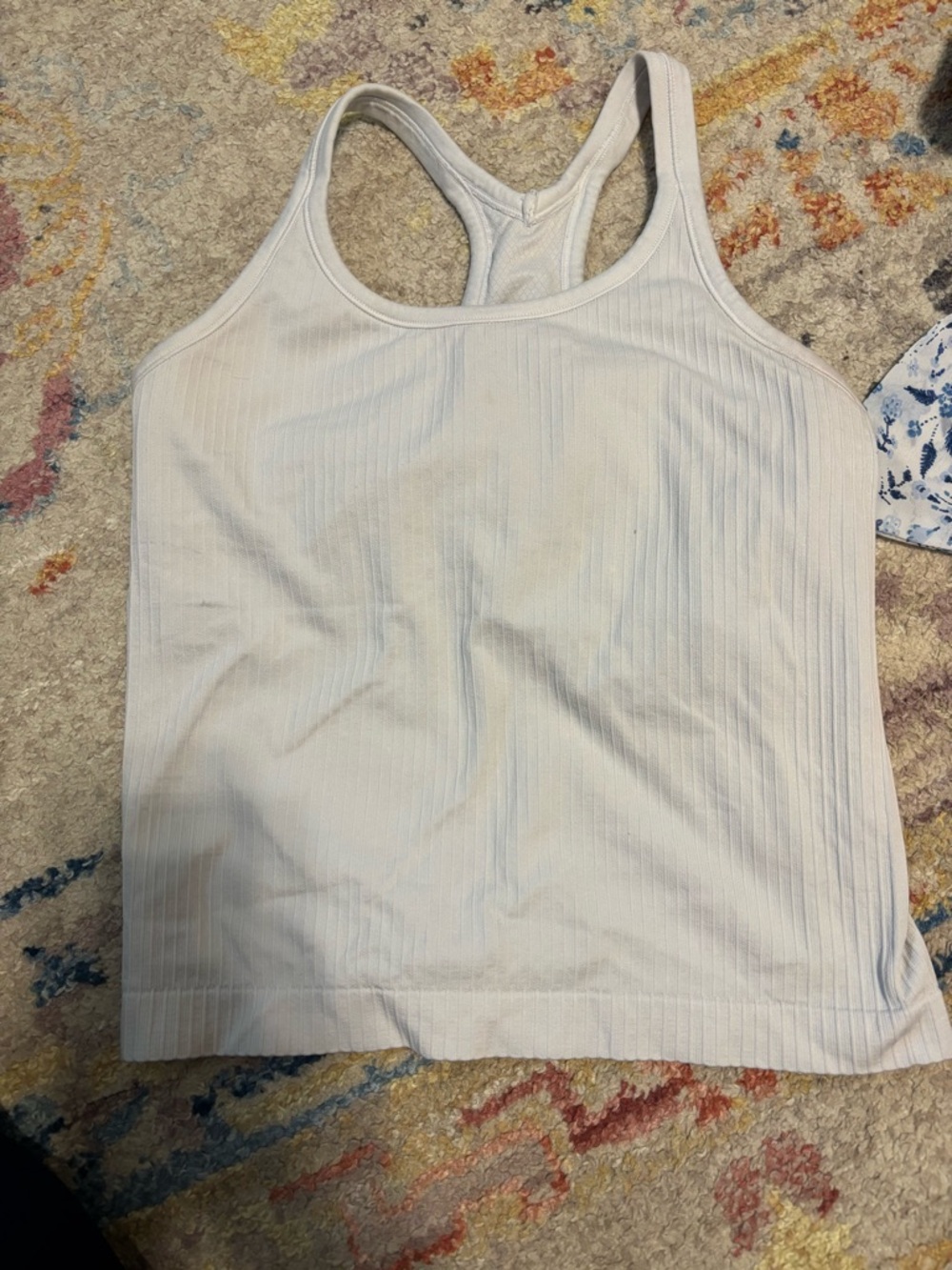 White Ribbed Racerback Tank Top